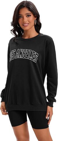 Womens Casual Sweatshirt Crew Neck Long Sleeve Hoodless Loose Pullover Tops Relaxed Fit Tunic Sweatshirts Trendy in Saudi Arabia