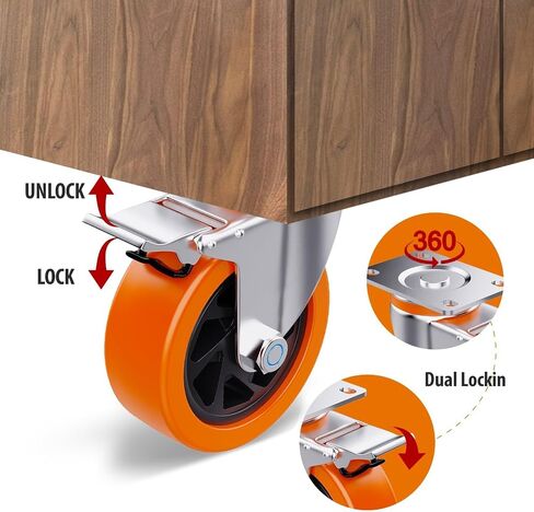 Caster Wheels,4 Inch Caster Wheels,Casters Set of 4 Heavy Duty,Castor Wheels Hold 1200 Lbs,Swivel Casters with Dual Locking Brakes,Wheels for Carts Heavy Duty in Saudi Arabia