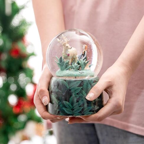 Mermaid Snow Globe with LED Lights and Automatic Blowing Glitters, Collectible Musical Glass Globe, Gift for Kids and Adults, Snowglobe with Music Waltz of The Flowers, Purple in Saudi Arabia