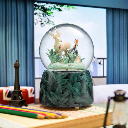 Mermaid Snow Globe with LED Lights and Automatic Blowing Glitters, Collectible Musical Glass Globe, Gift for Kids and Adults, Snowglobe with Music Waltz of The Flowers, Purple in Saudi Arabia