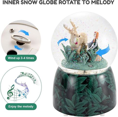 Mermaid Snow Globe with LED Lights and Automatic Blowing Glitters, Collectible Musical Glass Globe, Gift for Kids and Adults, Snowglobe with Music Waltz of The Flowers, Purple in Saudi Arabia