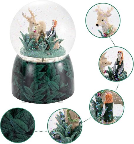 Mermaid Snow Globe with LED Lights and Automatic Blowing Glitters, Collectible Musical Glass Globe, Gift for Kids and Adults, Snowglobe with Music Waltz of The Flowers, Purple in Saudi Arabia