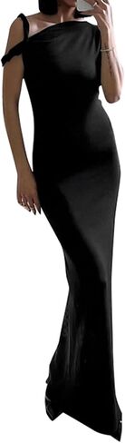 Women Bodycon Maxi Dress Asymmetrical Twist One Shoulder Long Dress Party Cocktail Formal Dresses in Saudi Arabia