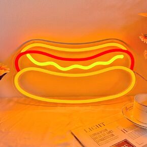 Hot Dogs Neon Sign LED Neon Lights for Shop, Bar, Restaurant, Cafe, Kitchen, Wall Decor, Fast Food Hot Dog Light Up Signs, Birthday Party Gif Led Art Wall Hanging Decorative Lights