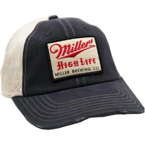 AMERICAN NEEDLE Miller High Life Beer Orville Adjustable Snapback Baseball Hat, Stone/Navy (23001B-MHL-NVST)