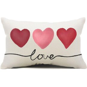 Valentines Day Pillow Covers 12x20 Pink Heart Love Valentines Day Pillows Winter Holiday Lumbar Pillow Covers 12x20 Outdoor Pillowcase for Home Decor