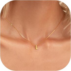 Initial Necklace for Women, 18K Gold Plated Gold Initial Necklace Tiny L Personalized Charm Necklace Gold Initial Letter Name Necklace Gold Jewelry for Women Gifts