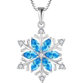 STARCHENIE Snowflake Pendant Necklace for Women 925 Sterling Silver Birthstones Jewelry