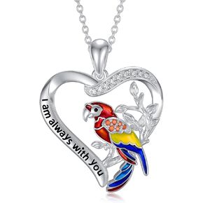 LONAGO 925 Sterling Silver Blue Jay/Parrot Necklace Bluebird of Happiness Robin Pendant Jewelry Our Love Never Dies Gifts for Women Mom