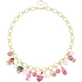 Madison Tyler Valentine's Day Charm Necklace for Women | Fun Pink Heart Candy Angle Wine Strawberry LOVE POTION Pendant Necklace | Valentine's Day Holiday Festive Jewelry Party Gifts