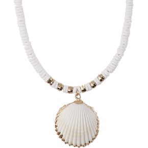 MINACHI Bohemian White Seashell Necklace, Summer Beach Shell Charm Necklace Gifts for Women