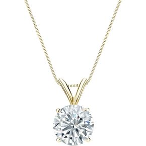 Diamond Wish - 1/3 carat Diamond Round Solitaire Pendant Necklace for Women in 18k Yellow Gold (I1-I2, cttw) on 18 Inch Chain with Spring Ring Clasp