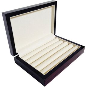 4 Less Co Cufflink Storage Box Case Display Wood Ring Organizer - Ebony 4091EB