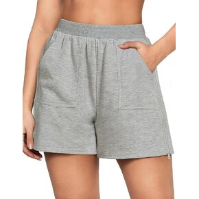 Luvamia شورتات رياضية للنساء عالية الخصر سحب على الجانب البريدي صالة عادية القطن الصيف Athleisure السراويل مع جيوب in Kuwait