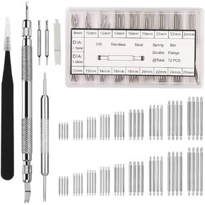 EFIXTK Watch Band Pins Kit -Watch Spring Bar-Bands Strap Removal Repair Tool with 3 Extra Tips Pins & 72PCS Heavy Duty 316 Stainless Steel Watch Pin