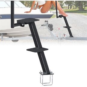 KUAFU Trailer Step Universal Fit for Boat Trailer Black Steel Powder Coated Heavy Duty, 2 Steps