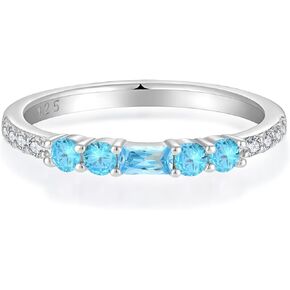 Stacking Baguette Ring for Women 925 Sterling Silver Eternity Ring Engagement Wedding Bands Birthstones Jewelry Size 5-10