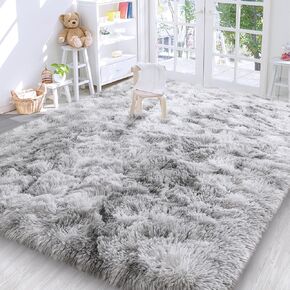 Area Rugs for Bedroom, 4X6 Ft Fluffy Rug Carpet Shag Rug for Bedside Living Room Nursery Girls Bedroom, Rainbow