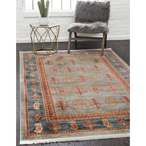 Unique Loom Fars Collection Modern Medallion Tribal Design with Natural Hues Area Rug, 2 ft 7 in x 10 ft, Light Blue/Navy Blue