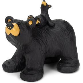 DEMDACO Bearfoots by Jeff Fleming Riding Bearback Black Bear 5 x 6.5 Hand-cast Resin Tabletop Figurine Sculpture