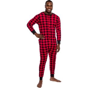 Ross Michaels Men's Buffalo Plaid One Piece Pajamas - Adult Union Suit Pajamas with Drop Seat
