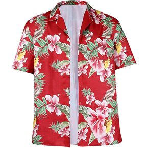 Anime Kasuga Ichiban Cosplay Costume Men's Shirt Short Sleeves Red Floral Patterned Summer Shirts Halloween Role Play Top