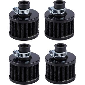 4pcs 12mm Mini Black Air Filter Vent Crankcase Breathe Car Accessory with Double Filter Screen Universal Turbo Vent Air Intake Filter Cleaner For Car Motorcycle Go Kart