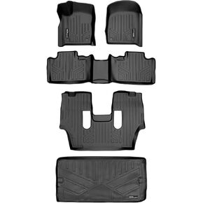 MAXLINER Floor Mats 3 Rows and Cargo Liner Behind 3rd Row Set Black Compatible with 2016-2021 Dodge Durango with 2nd Row Bucket Seats