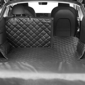 Heavy-Duty Leather SUV Cargo Liner for Fold Down Split Seats,60/40 Split and Armrest Pass-Through Compatible, Small, Black