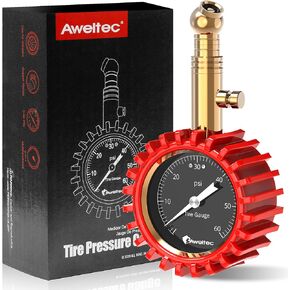 Tire Pressure Gauge 0-60 PSI Long Hose - Heavy Duty Tire Gauge High Accurate with Large 2 Inch Easy to Read Glow Dial, Low – High Tire Gauge for Car, SUV & Truck Tires