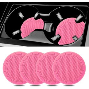 4 Pack Car Cup Coaster - Universal Non-Slip Silicone Cup Holder Coasters,Car Interior Accessories(Red)
