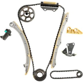 Engine Timing Chain Kit Compatible with Accord 2003-2007 2.4L for CR-V 2002-2009 2.4L L4 2354CC with Tensioner Guide Rail Grease Pump Chain Car Replacement Parts 176L 62L K24A1 K24A4
