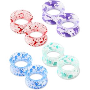 OUFER 8PCS Silicone Gauges, Flexible Ear Gauges, Colorful Silicone Tunnles Ear Plugs Stretchers Expander, Gauges For Ears, Double Flared Flesh Ear Piercing Jewelry for Women Men