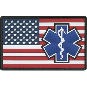 EMS Patch PVC American Flag Medic Patch Compatible with Velcro EMS Patches for Backpacks Medical Patch Paramedic Patch Tactical Medic Patch EMT Patch Medical Cross Patch (Blackout Subdued) in Kuwait