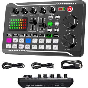 SINWE Streaming Audio Mixer,RGB audio Interface with Pro-preamp, 48V Phantom Power for Live Streaming, Individual Control, Voice Changer, 4 Customize sound pads for Podcast/Recording/Vocal/Game