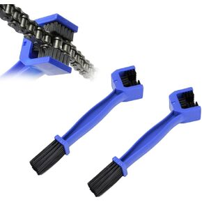 2 PCS Bike or Motorcycle Chain Washer, Functional Motorbike Chain Gear Dirt Stain Cleaning Brushes, Bicycle Chain Cleaning Double Head Brush Tool, Motorcycle Accessories (Red+Blue)