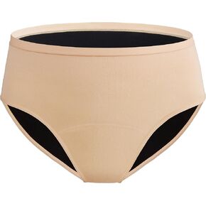Incontinence Underwear for Women Absorbency 3.5 oz Leak Proof Midway Briefs Odor Control Washable Postpartum 1 Pack (Beige, M)