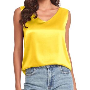 Womens Silk Satin Tank Tops Casual Camisole Cami Sleeveless Blouses Summer Basic Shirt