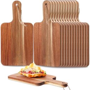 6 Pcs Small Wood Cutting Board,12''Cutting Board with Handle,Acacia Wood Cutting Board,Premium Charcuterie Board for Meat,Cheese,Bread,Vegetables or Fruits (12 * 6 Inch)