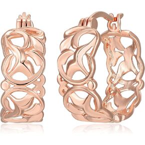 MORGAN & PAIGE 14k Rose Gold Plated 925 Sterling Silver Openwork Filigree Hoop Earrings