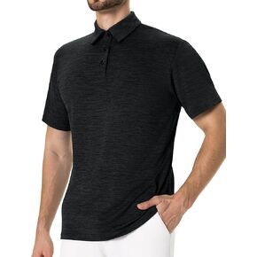 Polo Shirts for Men - Dry Fit Moisture Wicking Black Short Sleeve Performance Golf T Shirts for Casual Work Athletic