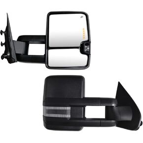Towing Mirrors Compatible with 2014 2015 2016 2017 2018 Chevy Silverado GMC Sierra 1500 2500 HD 3500 HD Side Mirrors with Power Heated Turn Signals Clearance Lamp, Running Light Pair Set Black