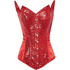 Daisy corsets womens Red Sequin Pointed Top Steel Boned CorsetCorset