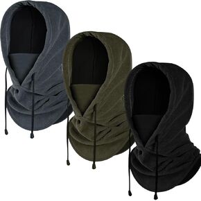 3 Pieces Winter Balaclava Hats Fleece Hooded Ski Face Masks