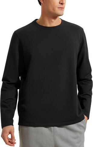 CRZ YOGA الصوف Crewneck البلوز للرجال كم طويل تنفس تجريب بلوزة كاجوال بلوزات الأساسية in Saudi Arabia