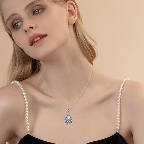 Ouija Moonstone Necklace Sterling Silver Ouija Board Planchette Pendant Jewelry Witch Gothic Wiccan Spooky Gifts for Women Girls in Saudi Arabia