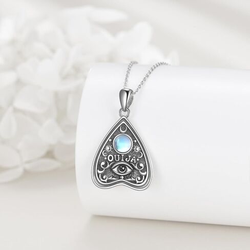 Ouija Moonstone Necklace Sterling Silver Ouija Board Planchette Pendant Jewelry Witch Gothic Wiccan Spooky Gifts for Women Girls in Saudi Arabia