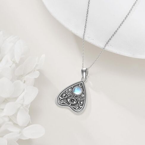 Ouija Moonstone Necklace Sterling Silver Ouija Board Planchette Pendant Jewelry Witch Gothic Wiccan Spooky Gifts for Women Girls in Saudi Arabia