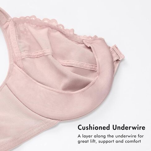 DELIMIRA Women's Front Closure Bras Plus Size Lace Full Coverage Underwire Unlined Bra in Kuwait