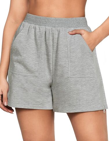 Luvamia شورتات رياضية للنساء عالية الخصر سحب على الجانب البريدي صالة عادية القطن الصيف Athleisure السراويل مع جيوب in Kuwait